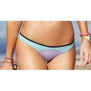 Victoria's Secret Colorblock Itsy Bikini Bottom Purple Black Teal Medium